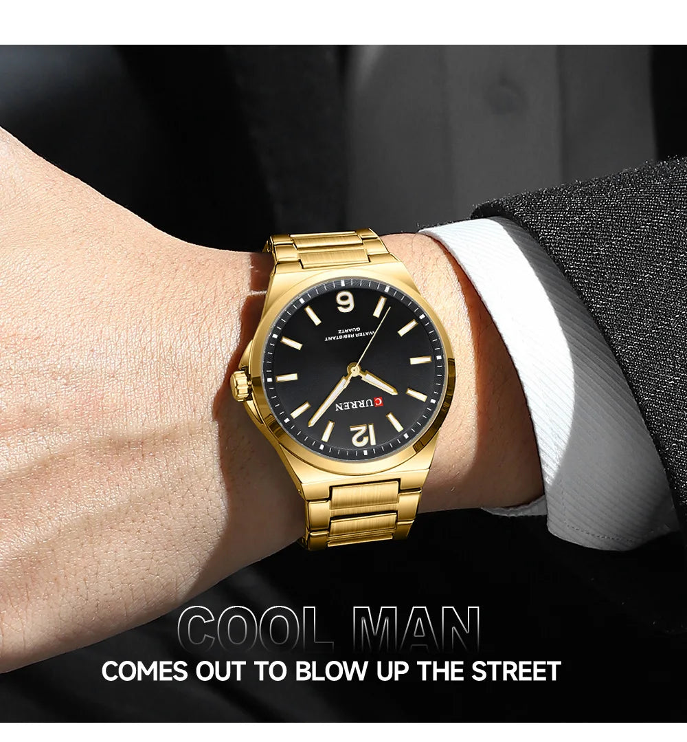 CURREN Men Quartz Movement Watch Waterproof Luminous Men's Watch, Stainless Steel Strap Business Watches