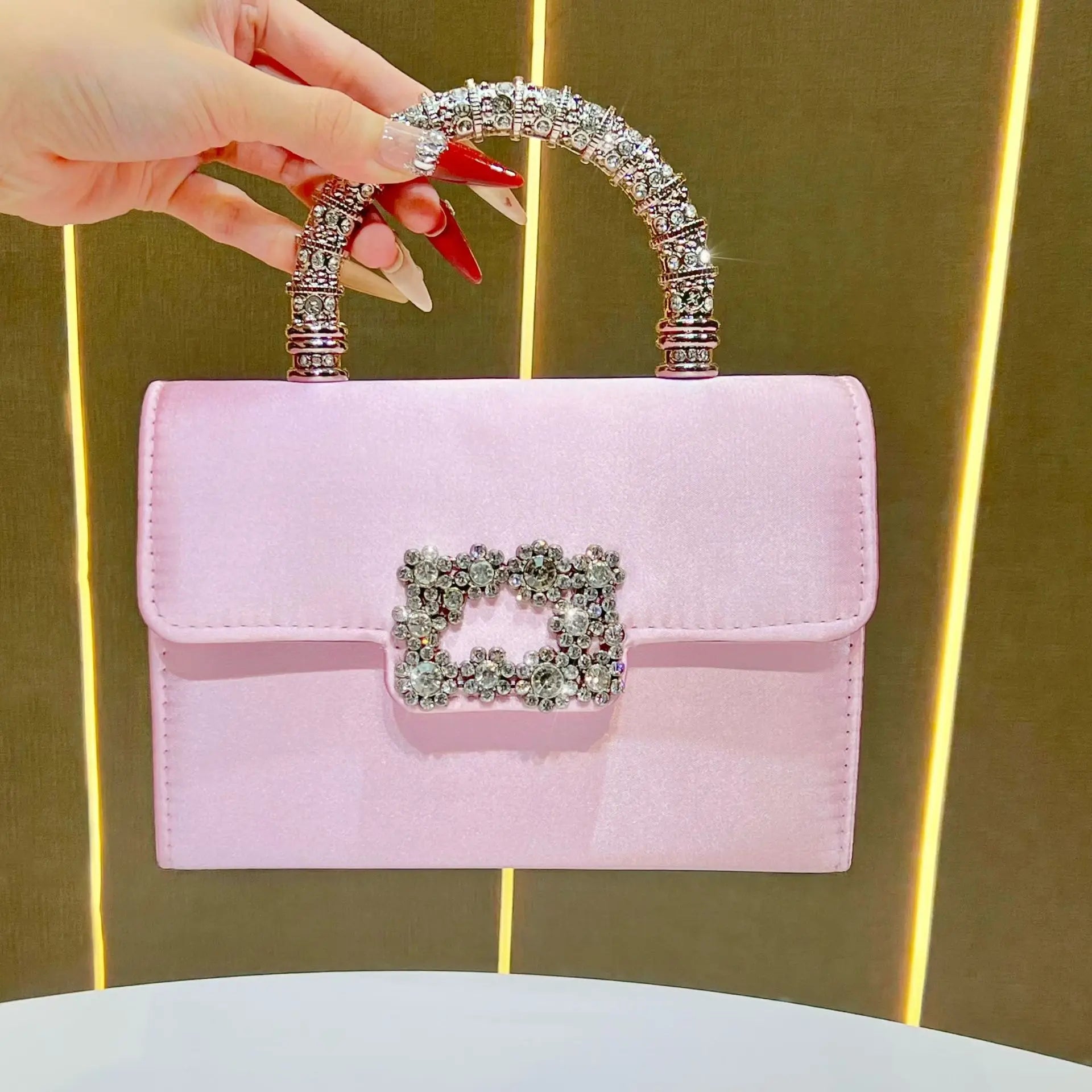 Luxe Silk Evening Minaudière – Elegant Light Luxury Handbag for Wome