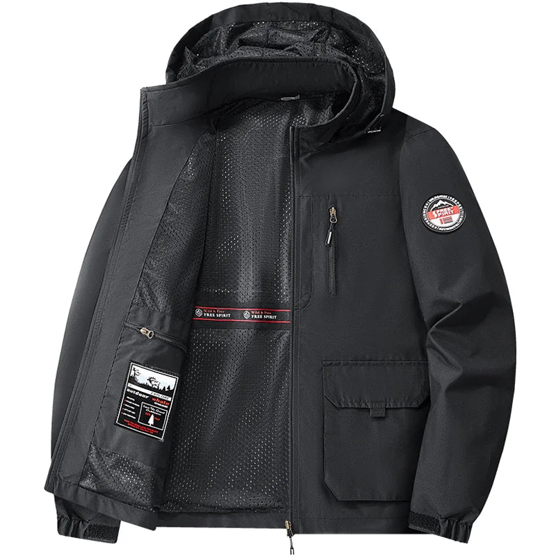 Jacket Mens Spring autumn New men jacket printing hooded Jackets casual coat Men's business coats Size M-7XL 8XL Hat detachable