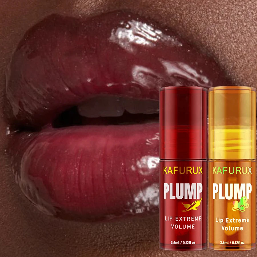 2PC Lip Plump Long Lasting Lip Oil Moisturizing Lip Gloss Serum Instant Volumising Essence Oil Repair Lip Fine Lines Increase El
