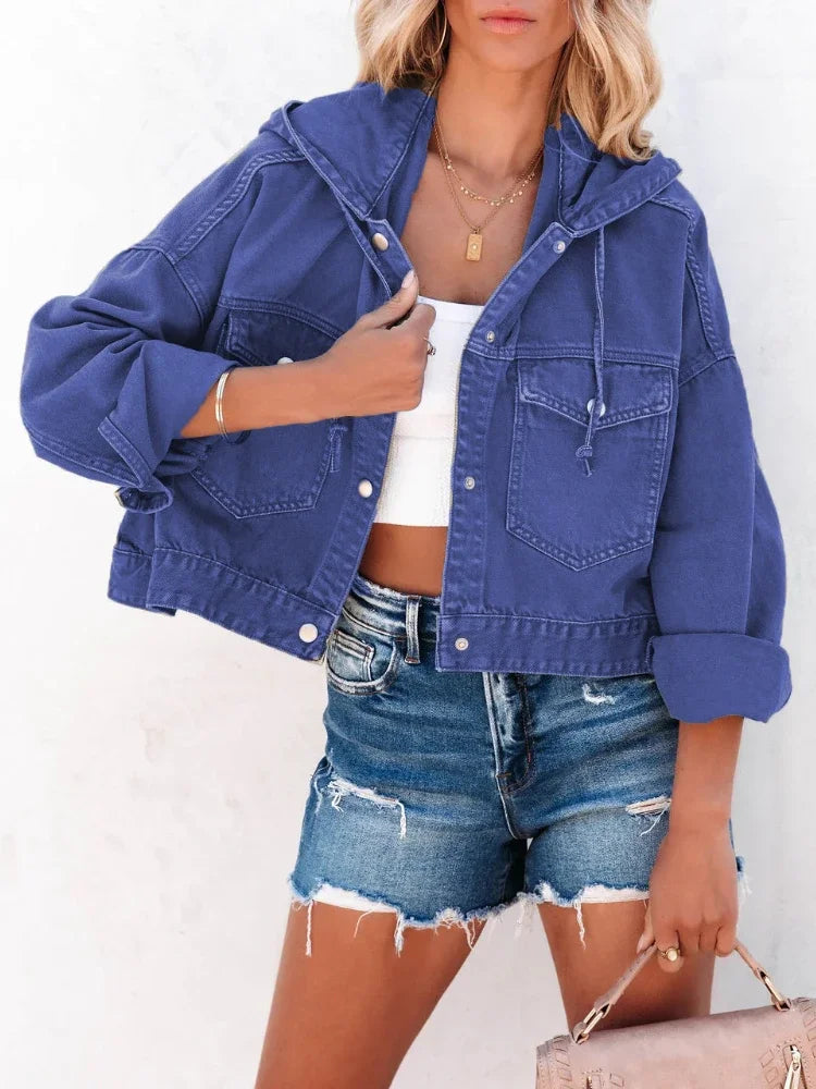 MIG & MIK STYLE™ Women's Vintage Hooded Denim Jacket