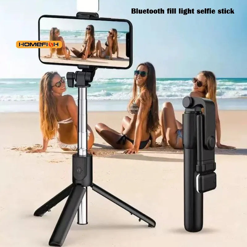 Wireless Bluetooth Selfie Stick Tripod Stand with Fill Light Remote Shutter Tripod
