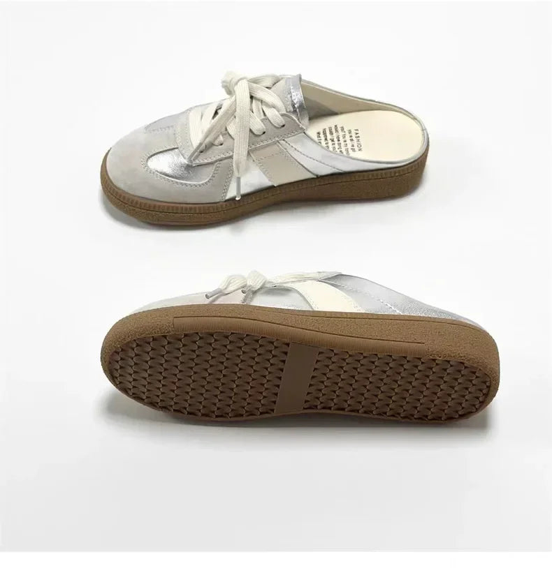 Women Mules Shoes Slip-On Round Toe Loafers Walking Sneakers Lazy  Clogs Platform Summer Slip On Creeper Baotou Half Slippers