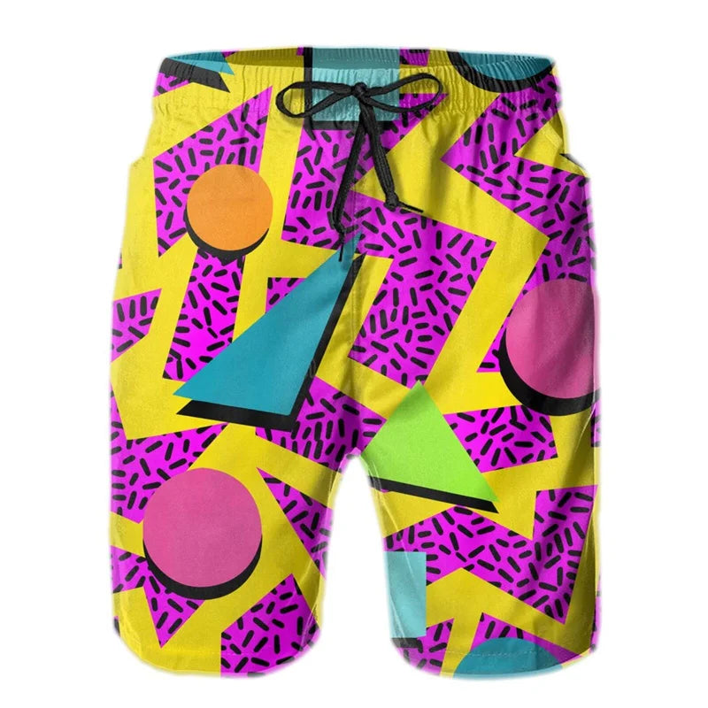 Fashion 80s 90s Graphic Beach Shorts For Men Hot Sale Swimming Trunks Kids Boys Quick Dry Board Shorts Summer Street Short Pants