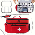Double-layered Travel Medicine Storage Bag, Portable Emergency First Aid Kit, Large Capacity Front Pouch, Multiple Ways To Carry