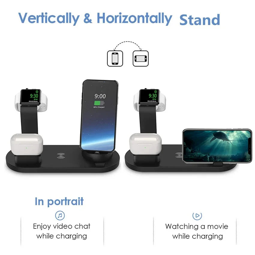 Universal Wireless Charging Station for iPhone17 16, 15, 14, 13, 12, 11 Pro Max/Pro/Mini/Plus & for AirPods Pro 2 - Quick Charge