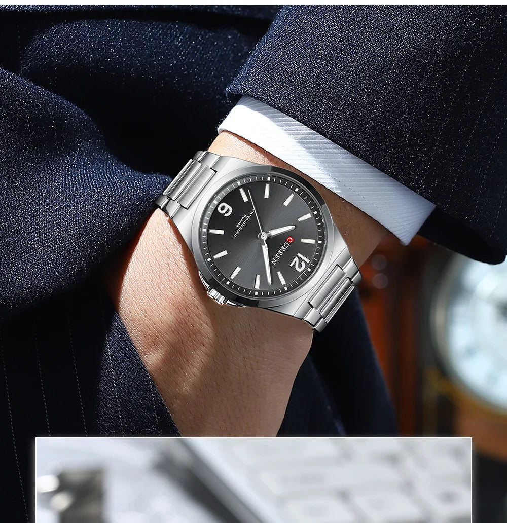 CURREN Men Quartz Movement Watch Waterproof Luminous Men's Watch, Stainless Steel Strap Business Watches