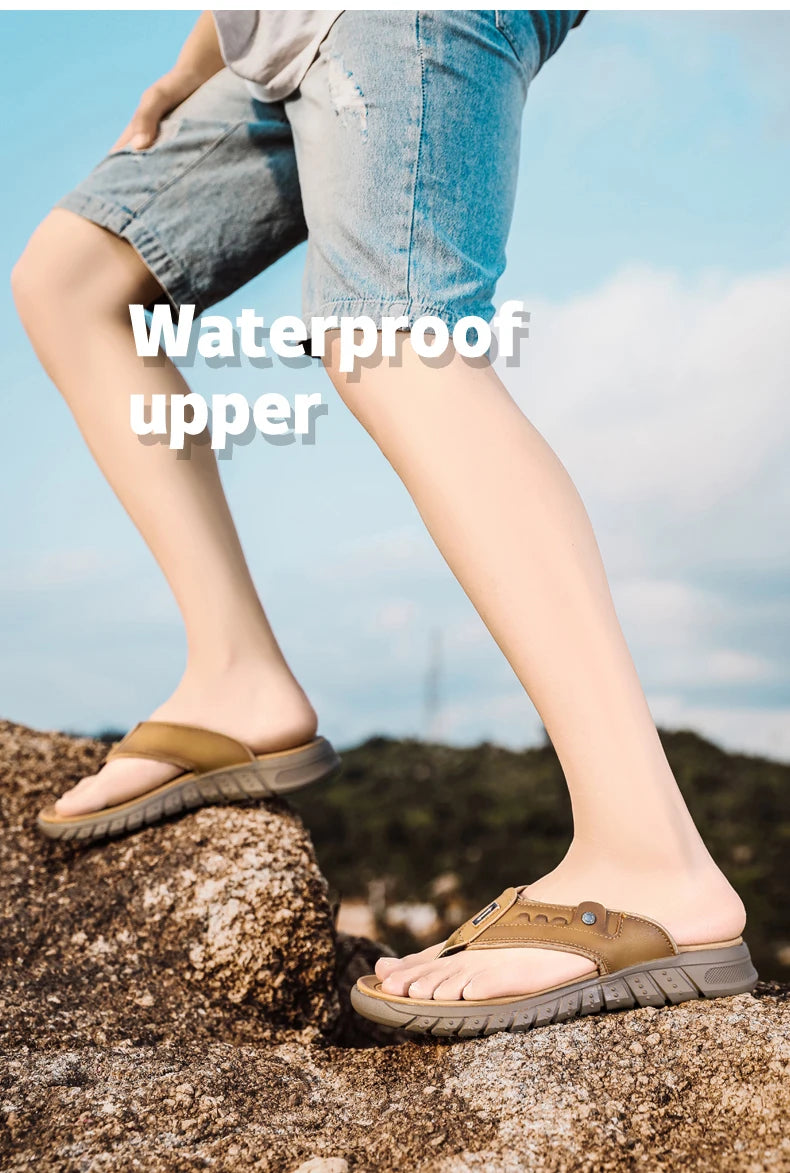 Mens Casual Slippers Summer Outdoor Open Toe Beach Shoes Soft Bottom Comfortable Vacation Indoor Sandals Fashion Non Slip Breath