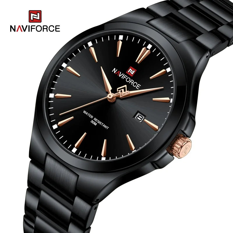 NAVIFORCE Original Design Fashion Men's Watches Stainless Steel Simple Calendar Male Waterproof Wristwatches Relogio Masculino