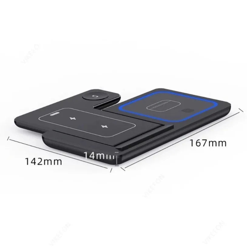 VIKEFON 3 in 1 Foldable Wireless Charging Station for iPhone 17-12 Pro Max iWatch Ultra Airpods Pro Fast Charger Stand Dock