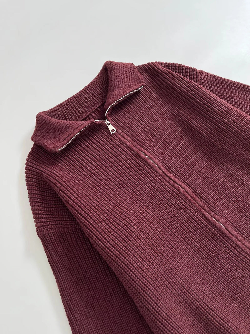 Spring New Arrivals Women's Loose and Lazy Style Sweater Cardigan Flared Lapel Long Sleeve Double Chain Stripe Knit Coat