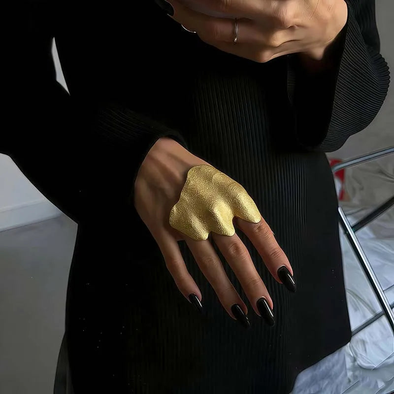 Hiphop Punk Irregular Pleated Knuckle Rings for Women Men Minimalist Exquisite Joint Finger Rings Y2K Gothic Jewelry Gift