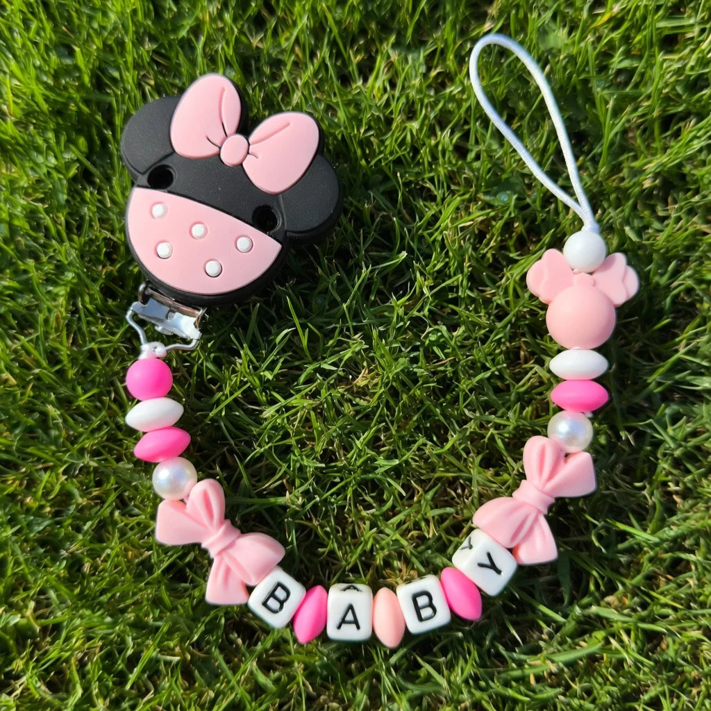 2026 Custom Name Baby Pacifier Clips Chain Silicone Beads Teether Toys Dummy Holder Russian English Name Pacifier Chain Newborn