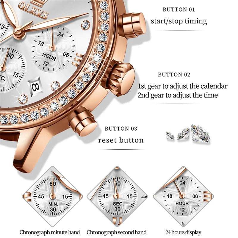 MIG & MIK STYLE™ Women's Rose Gold Diamond Quartz Watch