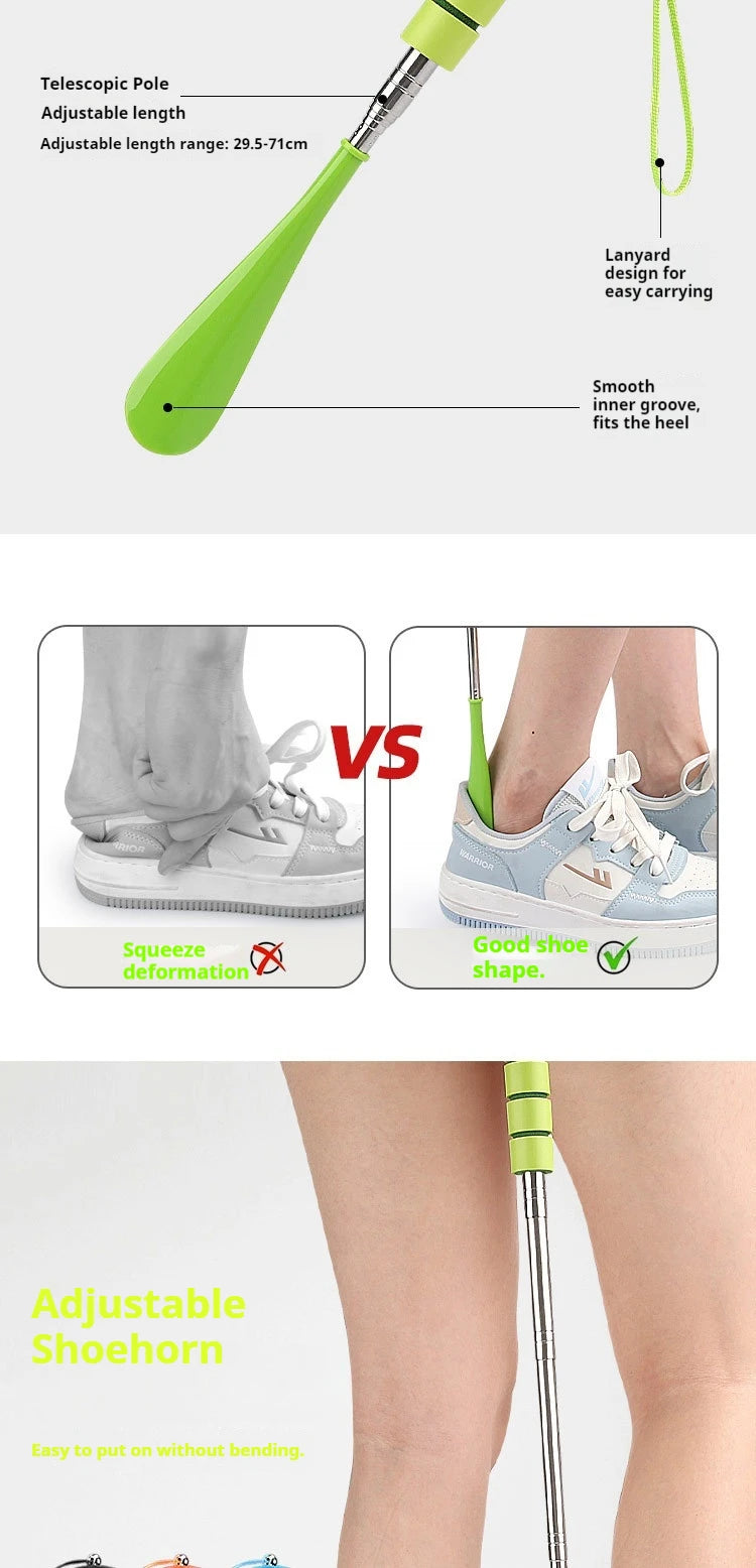 1Pcs/2Pcs New Stretchable Long Shoe Horns 30cm-71cm Metal Shoehorn Pregnant Woman Elderly Shoe Spoon Household Shoe Spatula