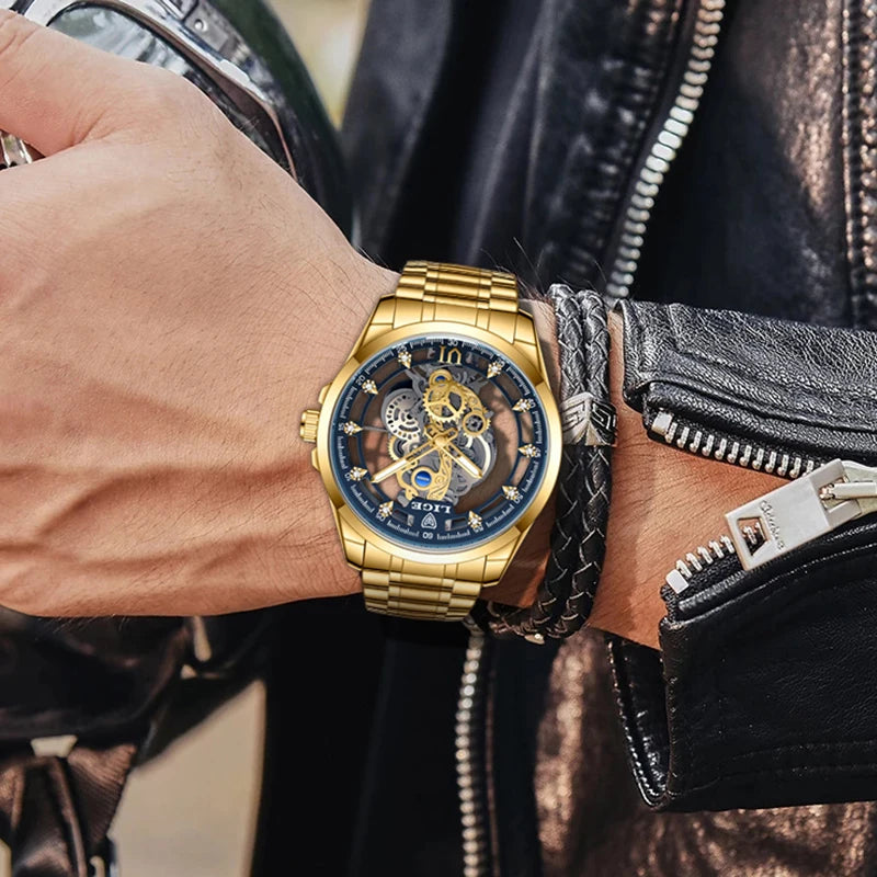 MIG & MIK STYLE™ Gold Skeleton Quartz Watch
