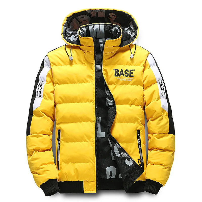 Double-Sided Wear Cotton Jacket for Men Youth Winter Warm Outerwear Hooded Thickened Rabbit Fur Lining Casual Suit