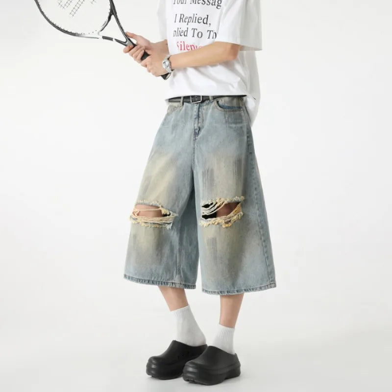 Retro Distressed Denim Jorts