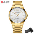 CURREN Luxury Minimalist Men's Watch Two Tone Golden Stainless Steel Business Quartz Wristwatch Simple Dress Clock Male