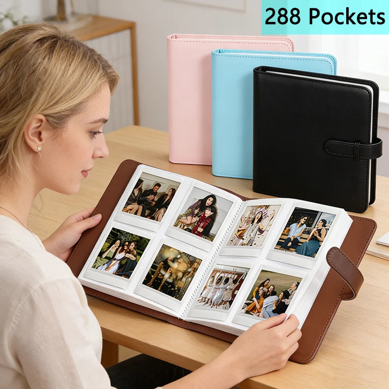 288-Card Slot Square Photo Album, Children's Growth Commemorative Photo Album, Suitable for Instax Sq1/6/10/20/40/Kodak C300R Camera Photos, Solid Color Pu Photo Album, Suitable for Kodak Mini 3 Square, Mini Shot 3 Square