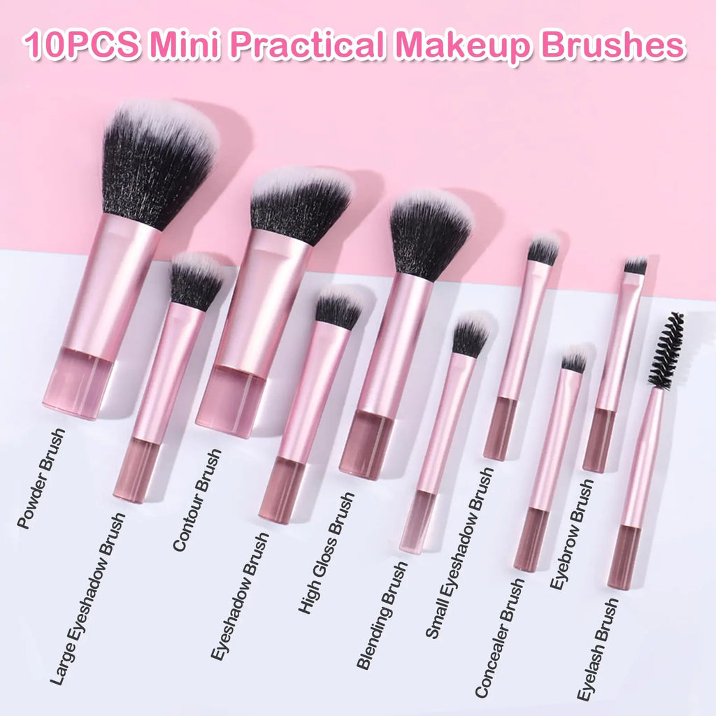 10 Pcs Travel Makeup Brush Set Mini Makeup Brushes Travel Size Small