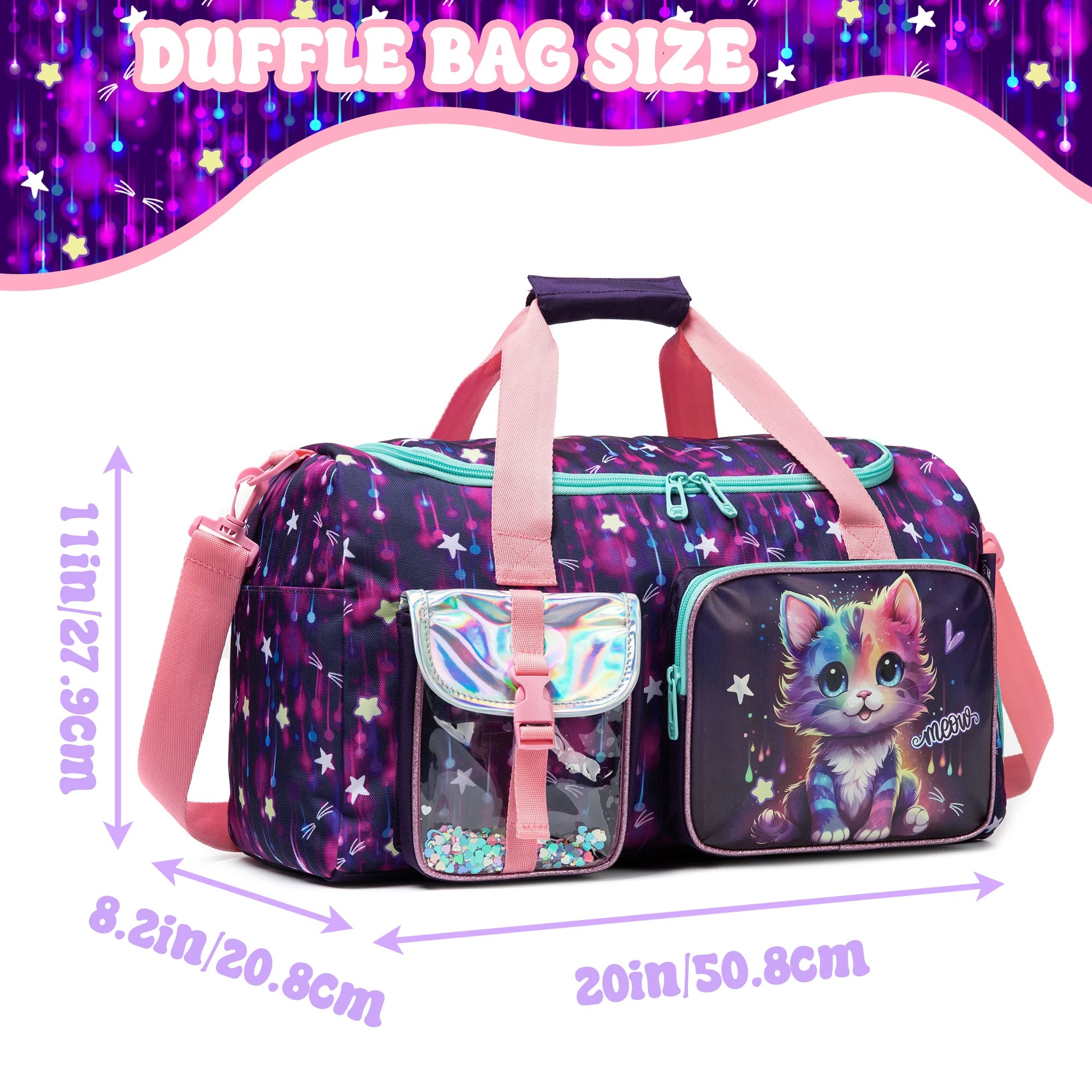 Travel Bag for Kids,Girls Duffle Bag Sleepover Bag for Girls,Gym Bag Sports Duffel Bag,Dance Bag for Girls With Shoe Compartment