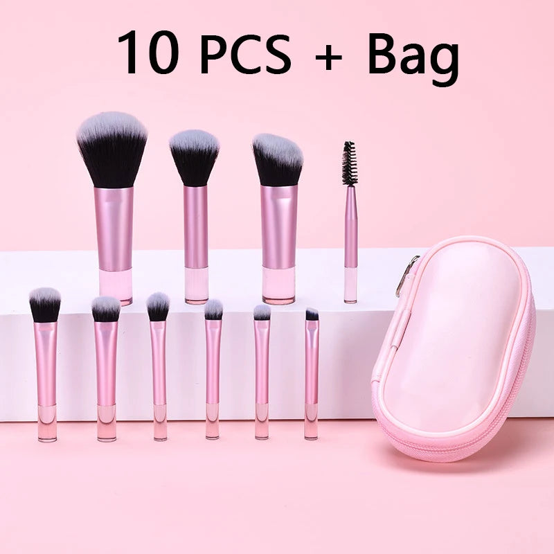 10 Pcs Travel Makeup Brush Set Mini Makeup Brushes Travel Size Small
