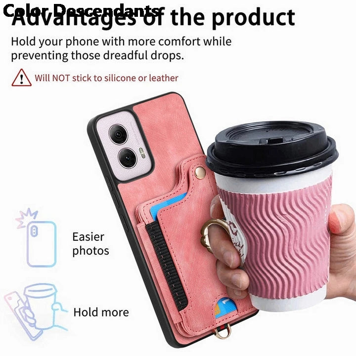 For Nothing CMF Phone 1 2024 Anti-theft brush Leather Card Case For Nothing CMF Phone1 Ring Back Cover CMF Phone 1 Funda