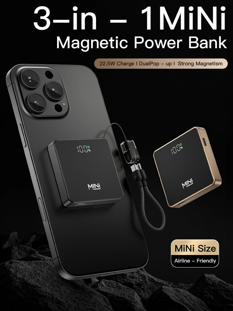 New Mini Portable 5000mAh Power Bank For Magsafe Charger Case Magnetic Wireless Charger Fast Powerbank For iPhone 17 16 iwatch