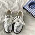 2025 Spring and Autumn Fashion New Silver Retro Casual Sneakers Versatile Lace Edged White Breathable Designer Flat Shoes