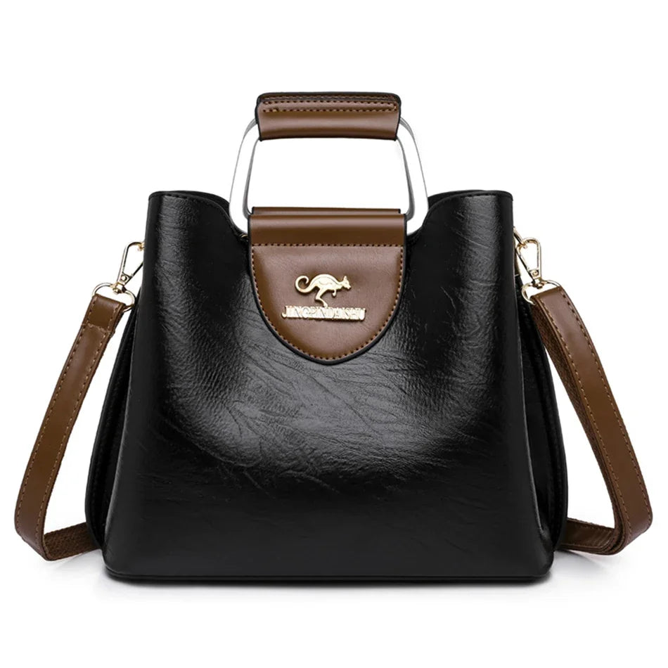 Luxury Oil-Textured Designer Shoulder Bag – Elegant Soft Leather Crossbody Tote for Women