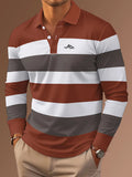 MIG & MIK STYLE™ Signature 3D Print Long Sleeve Polo Shirt