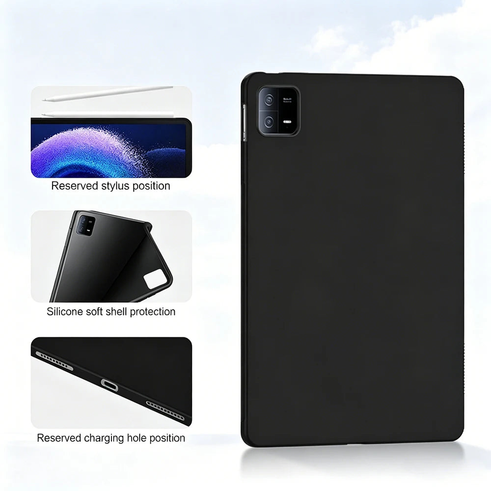 Tzion Case for Xiaomi Pad 6 6s Pro Max 11 12.4 14 inch 2023 2024 Shockproof Ultra Thin Soft TPU Black Shell