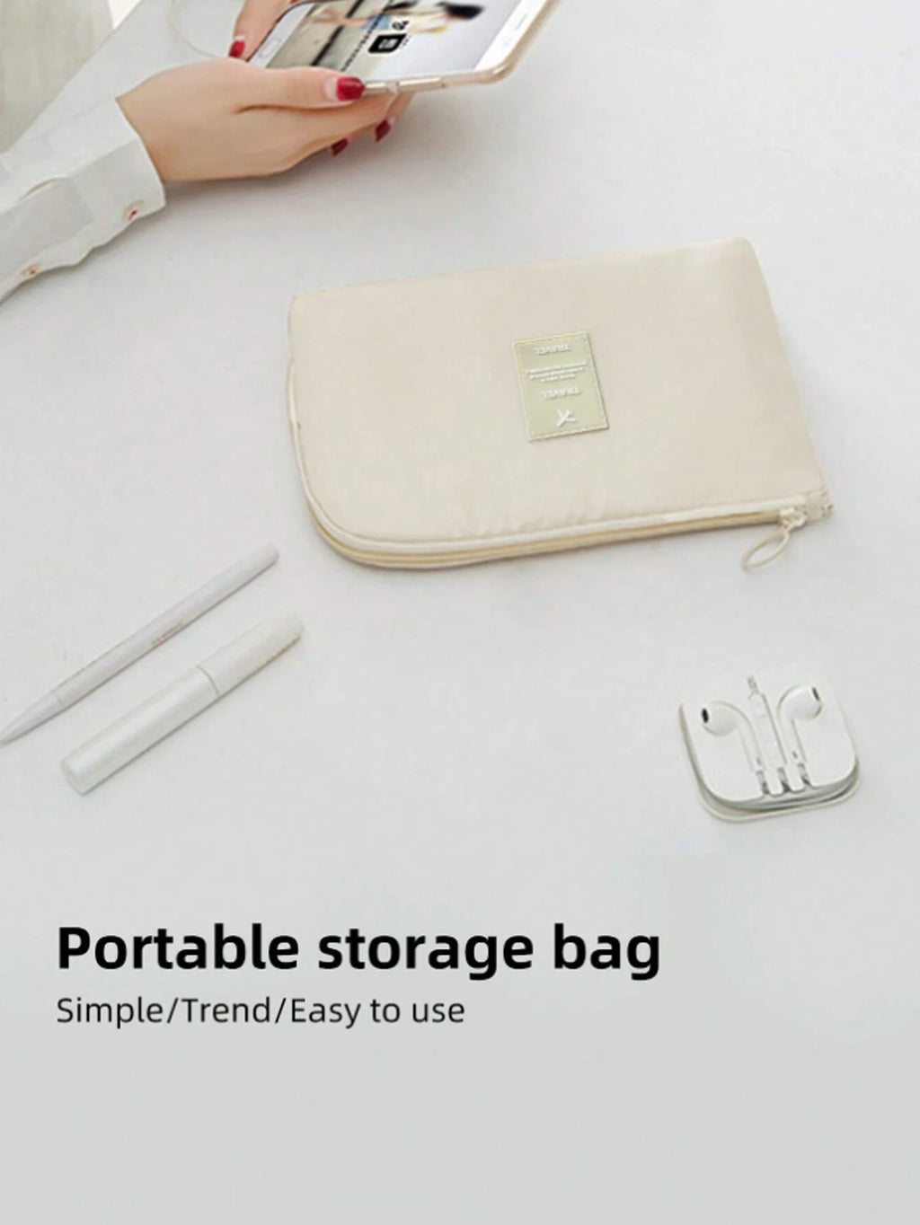 Fashion Portable Travel Storage Bag Waterproof Makeup Kit Mobile Bag Multi-Function Digital Devices Gadget Data Cable Organizer