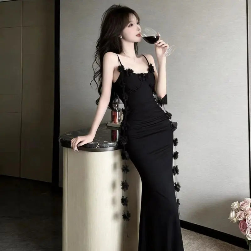 French Riviera Backless Maxi Dress – Luxury Blue Camisole Vacation Dress for Women