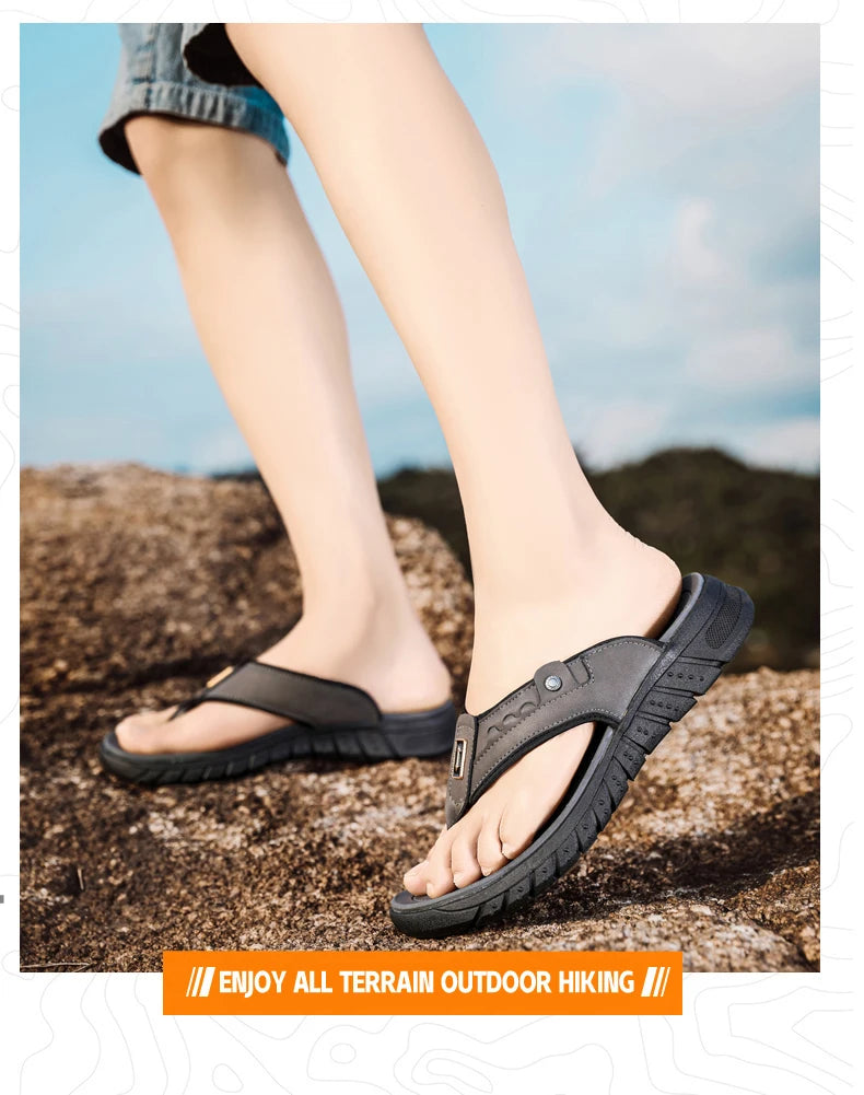 Mens Casual Slippers Summer Outdoor Open Toe Beach Shoes Soft Bottom Comfortable Vacation Indoor Sandals Fashion Non Slip Breath