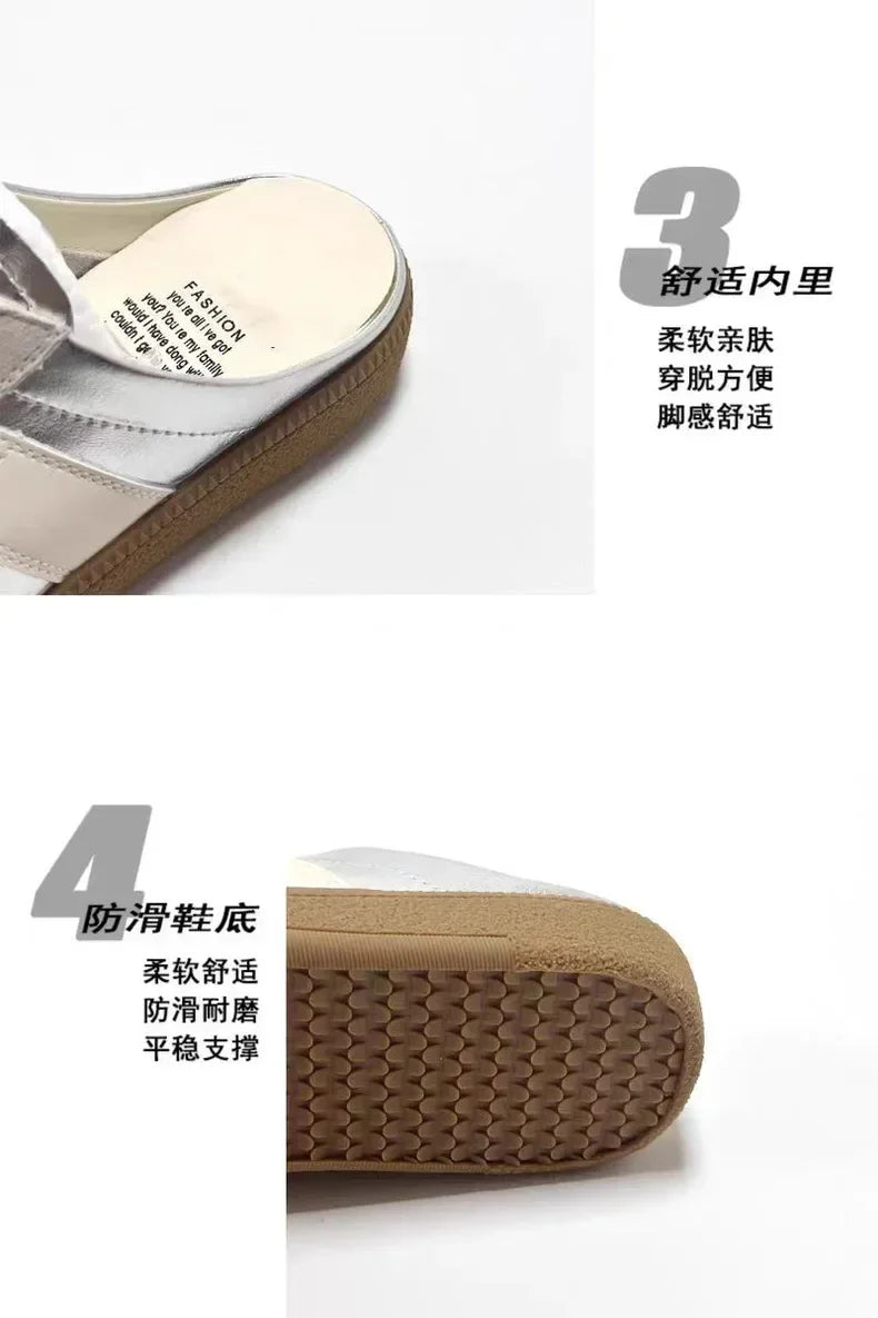 Women Mules Shoes Slip-On Round Toe Loafers Walking Sneakers Lazy  Clogs Platform Summer Slip On Creeper Baotou Half Slippers