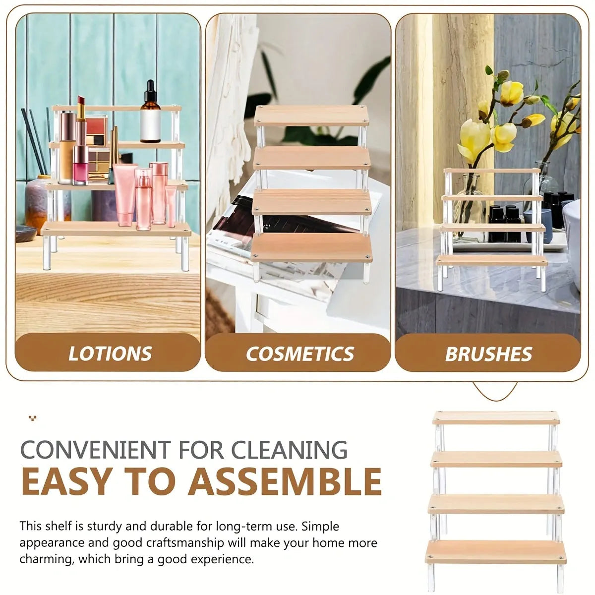 Wooden Transparent Display Rack, Perfume Storage Rack, Multi-Functional Decoration Rack, Used for Cosmetics, Nail Polish, Dolls