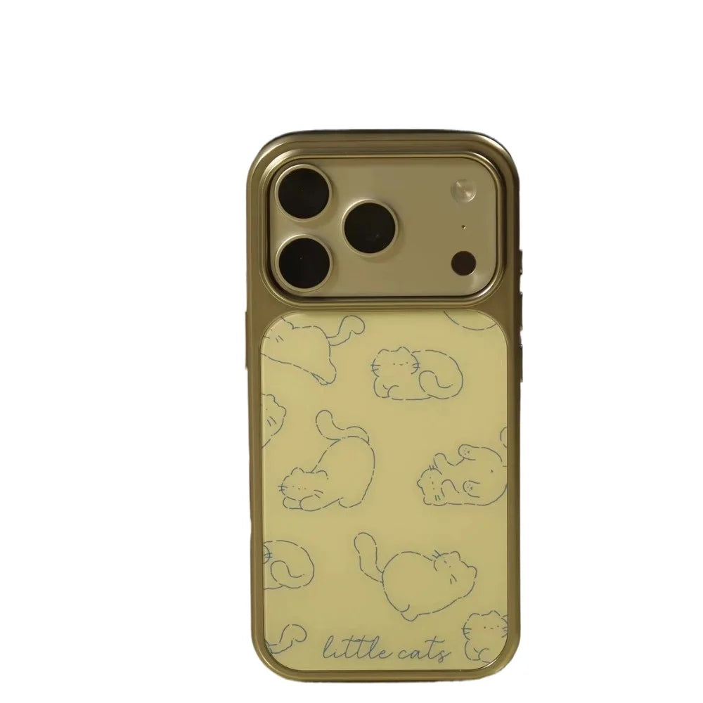 MIG & MIK STYLE™ Cute Yellow Cat Silver Edge Epoxy Phone Case (TPU Anti-Drop)