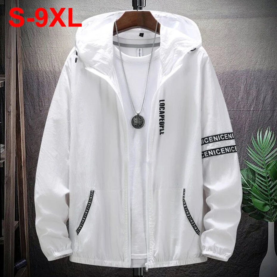 9XL Plus Size Jackets Men's Summer Thin Hooded Windbreaker Lightweight Jackets Man Big Size 7XL 8XL Jackets