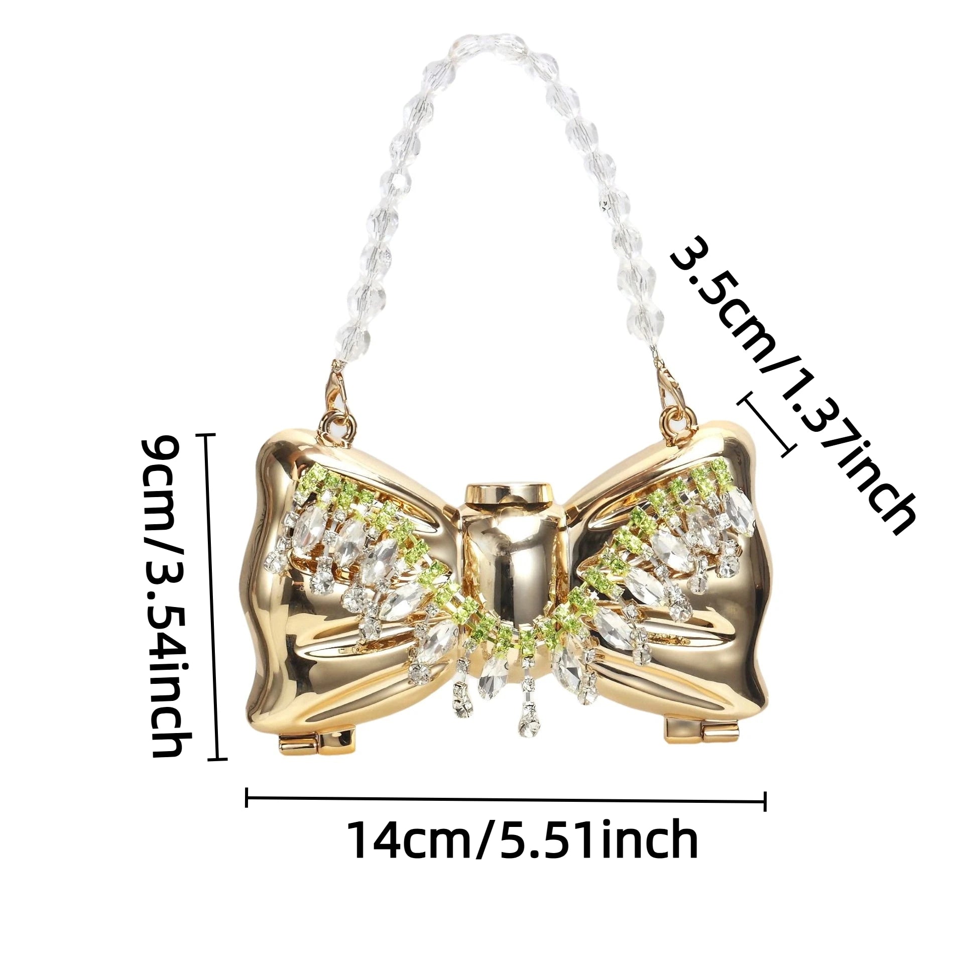 Luxury Mini Acrylic Bow Clutch – Metal Frame Crossbody Bag with European Chain Strap