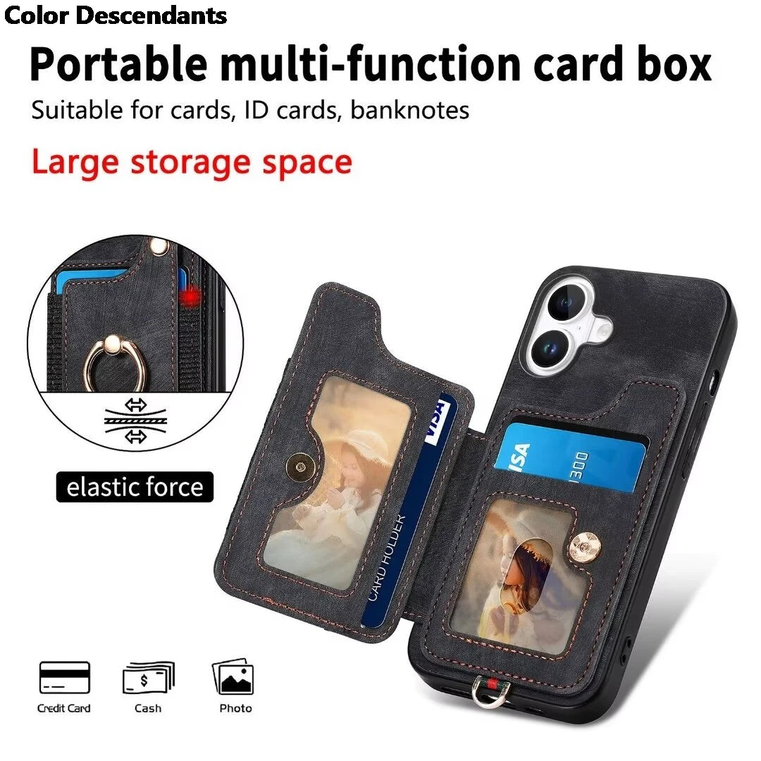 For Nothing CMF Phone 1 2024 Anti-theft brush Leather Card Case For Nothing CMF Phone1 Ring Back Cover CMF Phone 1 Funda