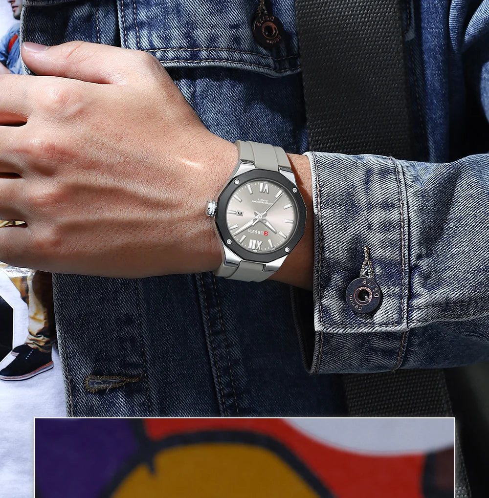 CURREN Simple Luxury Men's Watches New Business Quartz Wristwatch with Silicone Strap Luminous Hands Waterproof Clock