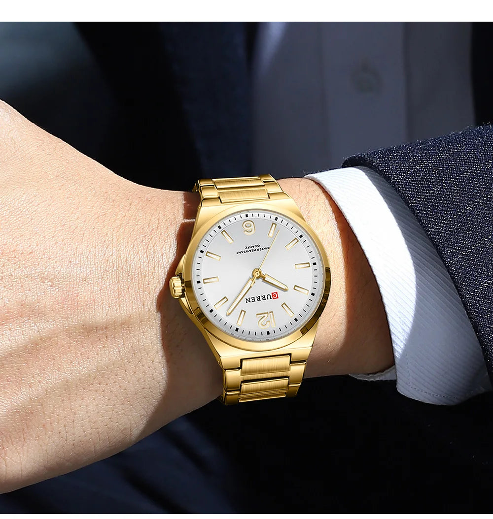 CURREN Men Quartz Movement Watch Waterproof Luminous Men's Watch, Stainless Steel Strap Business Watches