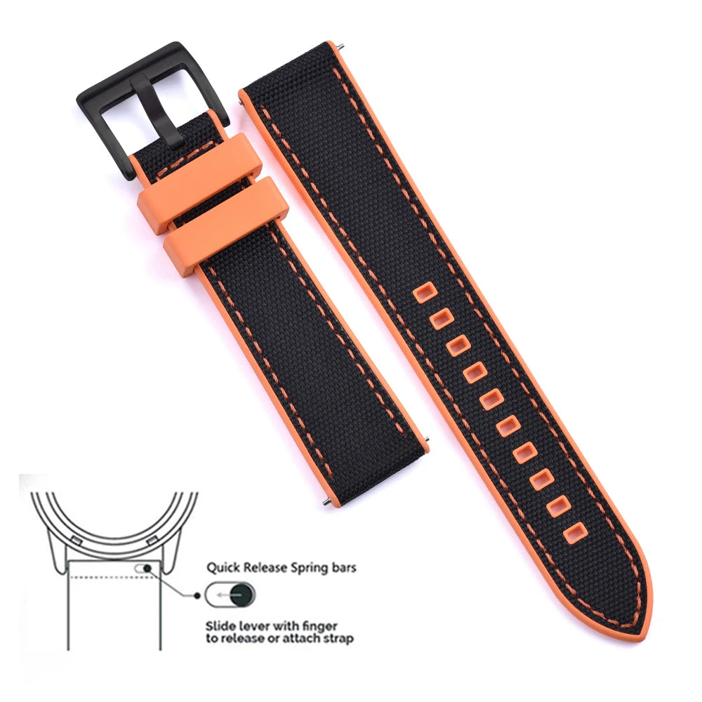 MIG & MIK STYLE™ Hybrid FKM Canvas Watch Strap