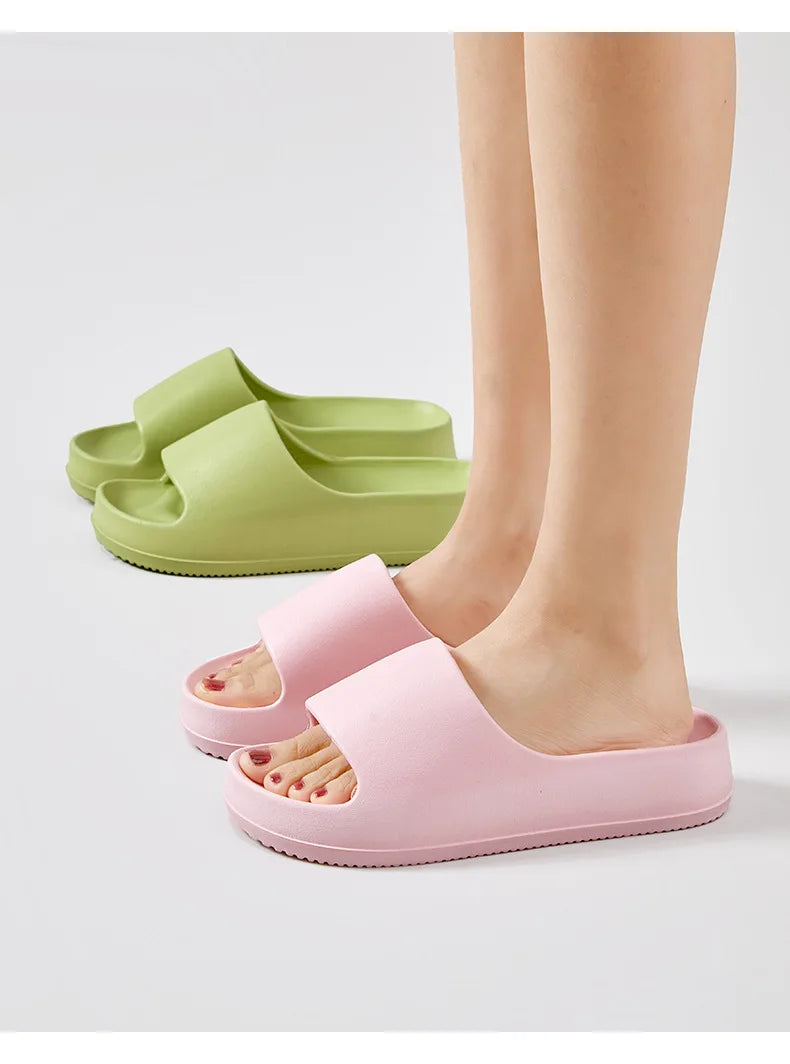 Comwarm Women Platform Slippers Soft EVA Thick Sole Sandals Fashion High Bottom Flat Heel Slippers Non-slip Casual House Slides