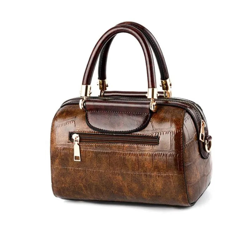 Classic Crocodile Boston Tote – Luxury Leather Shoulder & Messenger Bag for Women