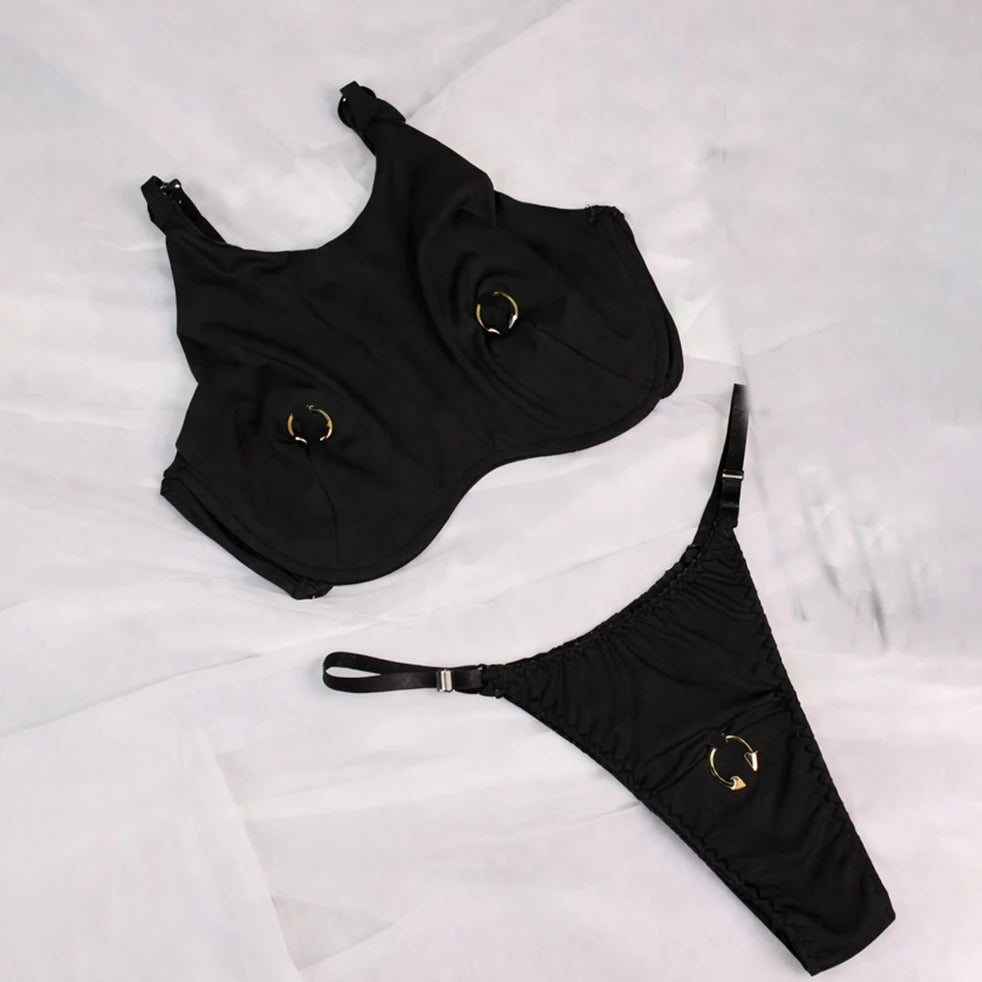 Sexy 2Pcs Swimsuit With Mini Skirt Women Bikini Push Up Swimwear Solid Biquini High Cut Monokini Swim Suit Bathingsuit Beachwea