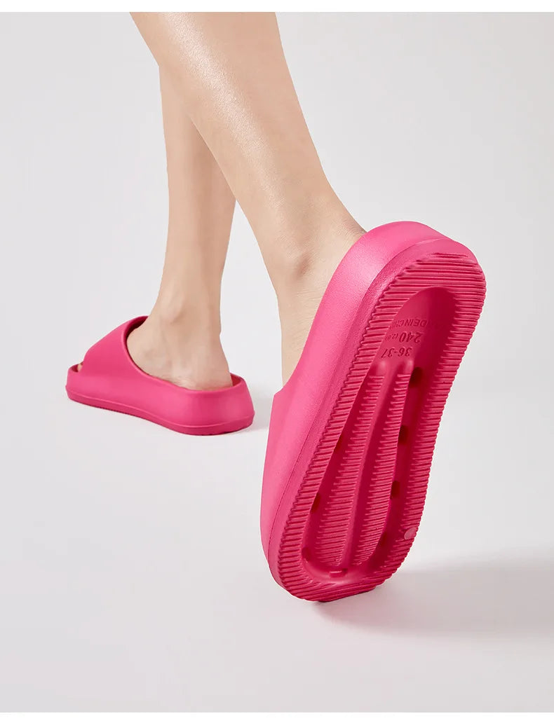 Comwarm Women Platform Slippers Soft EVA Thick Sole Sandals Fashion High Bottom Flat Heel Slippers Non-slip Casual House Slides