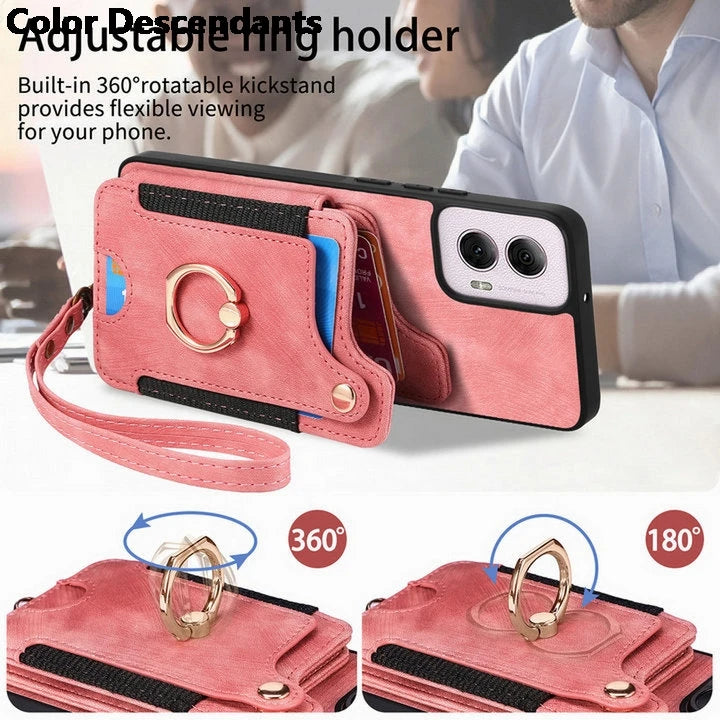 For Nothing CMF Phone 1 2024 Anti-theft brush Leather Card Case For Nothing CMF Phone1 Ring Back Cover CMF Phone 1 Funda